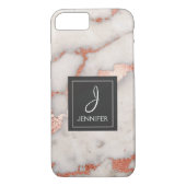 Rosa Gold Marmor Elegantes Monogramm Case-Mate iPhone Hülle (Rückseite)