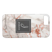 Rosa Gold Marmor Elegantes Monogramm Case-Mate iPhone Hülle (Rückseite (Horizontal))