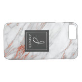 Rosa Gold Marmor Elegantes Monogramm Case-Mate iPhone Hülle (Rückseite (Horizontal))