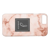 Rosa Gold Marmor Elegantes Monogramm Case-Mate iPhone Hülle (Rückseite (Horizontal))