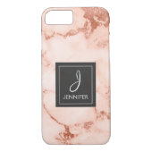 Rosa Gold Marmor Elegantes Monogramm Case-Mate iPhone Hülle (Rückseite)