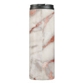 Rosa Gold Marmor Elegantes Monogramm Thermosbecher (Rückseite)