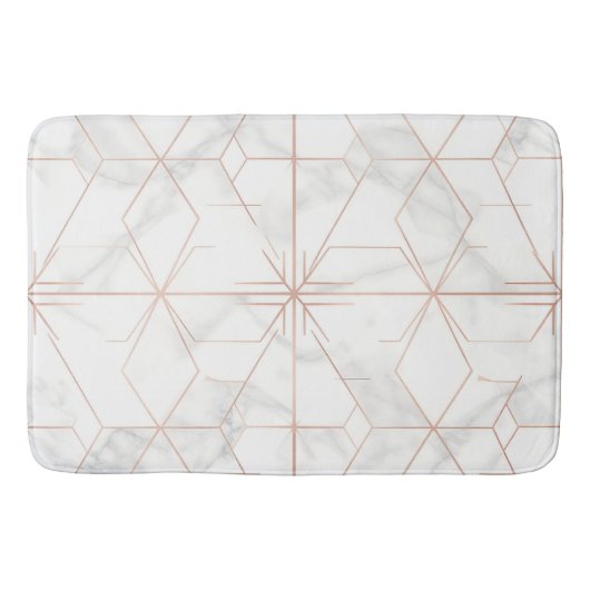Rosa-Gold-Marmor-Geometrisches Muster Badematte (Vorderseite)