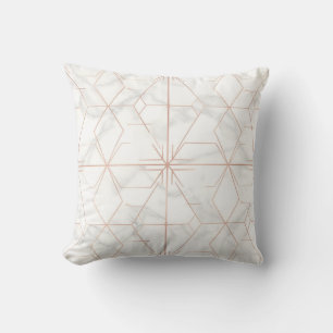 Rosa-Gold-Marmor-Geometrisches Muster Kissen