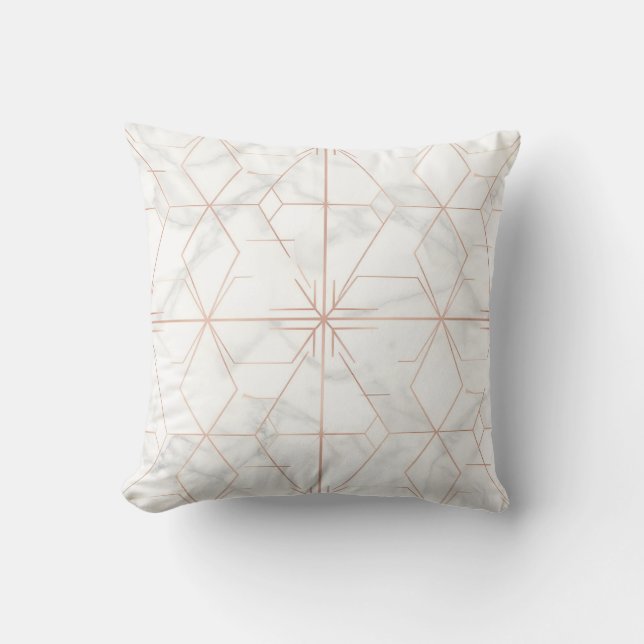 Rosa-Gold-Marmor-Geometrisches Muster Kissen (Vorderseite)