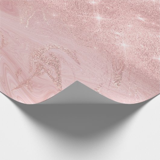 Rosa Gold Marmor Glitzer Spark Ombre Geschenkpapier (Ecke)