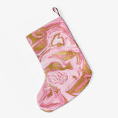 Rosa-Gold-Marmor-Glitzer und Sparkle-Monogramm Kleiner Weihnachtsstrumpf (Rückseite (Hängend))