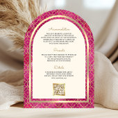 Rosa Gold marokkanische QR Code Sikh Arch Wedding Einladung