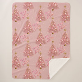 Rosa Gold Merry und helle Weihnachtsbaum Sherpadecke
