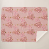 Rosa Gold Merry und helle Weihnachtsbaum Sherpadecke (Vorderseite (Horizontal))