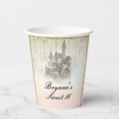 Rosa Gold Messe Princess Burg Pappbecher (Vorderseite)