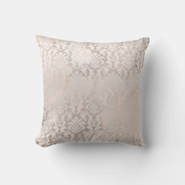Rosa Gold Metallic Damask Royal Gray Kissen