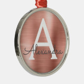 Rosa-Gold-Metallic-Monogramm Ornament Aus Metall (Rechts)