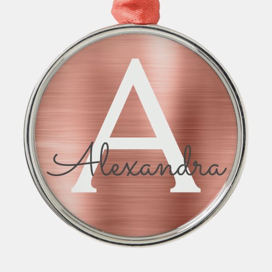 Rosa-Gold-Metallic-Monogramm Ornament Aus Metall (Vorne)
