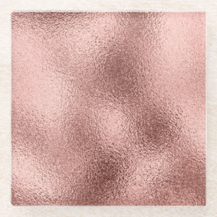 Rosa Gold Metallisch: Vintage Glanz. Glasuntersetzer