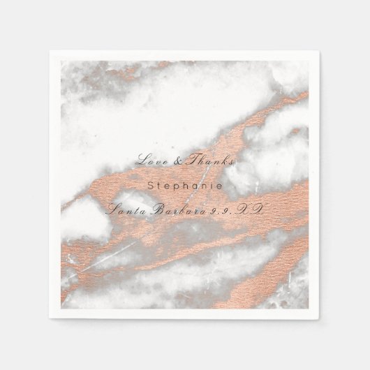 Rosa Gold Metallische Blush Marmor Hochzeit Serviette (Vorderseite)