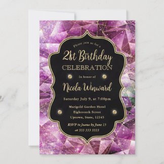 Rosa & Gold Midnight Crystal Galaxy 21. Geburtstag Einladung