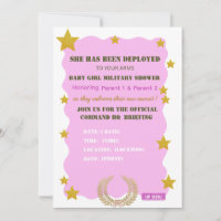 Rosa Gold Militär Mädchen Baby Shower Einladung