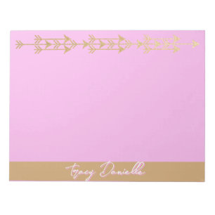 Rosa & Gold minimalist personalisiert Notizblock