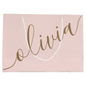 Rosa Gold Minimalistisch Moderne Monogram Elegant Große Geschenktüte (Rückseite)