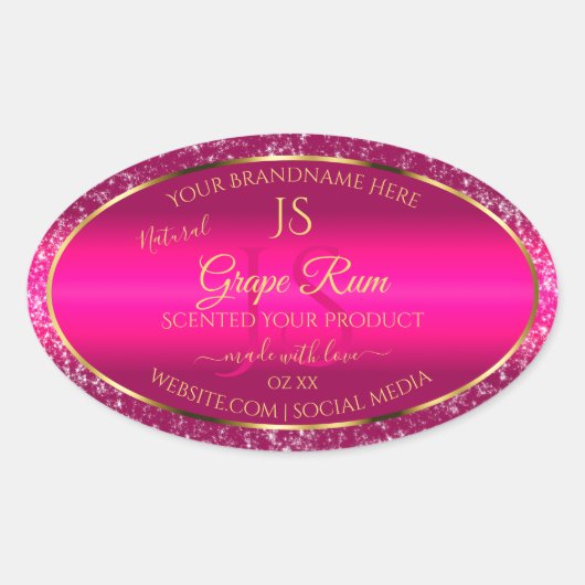 Rosa Gold mit Glitzer- und Erstmarken Ovaler Aufkleber (Vorderseite)