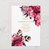 Rosa & Gold mit romantischen Hochzeiten von Peonie Einladung (Vorne/Hinten)