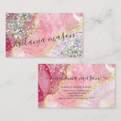 Rosa Gold Moderne Aquarellfarben Alkohol Tinte Gli Visitenkarte (Vorne/Hinten)