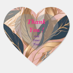 Rosa Gold Moderne Boho Blätter Kollektion Herz-Aufkleber