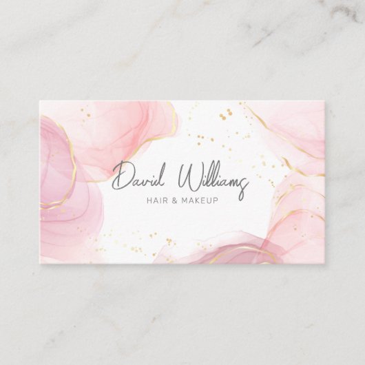 Rosa Gold Moderne Kunst Flüssige Wasserfarbe Visitenkarte (Vorderseite)