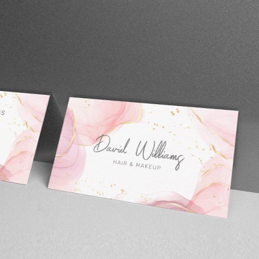 Rosa Gold Moderne Kunst Flüssige Wasserfarbe Visitenkarte