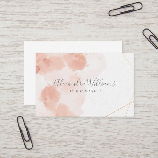 Rosa Gold Moderne Kunst Flüssige Wasserfarbe Visitenkarte (Vorderseite/Rückseite Beispiel)