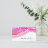 Rosa Gold Moderne Kunst Flüssigkeit Farbe Wasser Visitenkarte (Stehend Vorderseite)