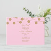 Rosa & Gold Moderne String Lights Chic Einladungen (Stehend Vorderseite)