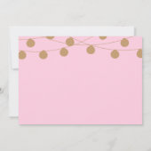 Rosa & Gold Moderne String Lights Chic Einladungen (Rückseite)