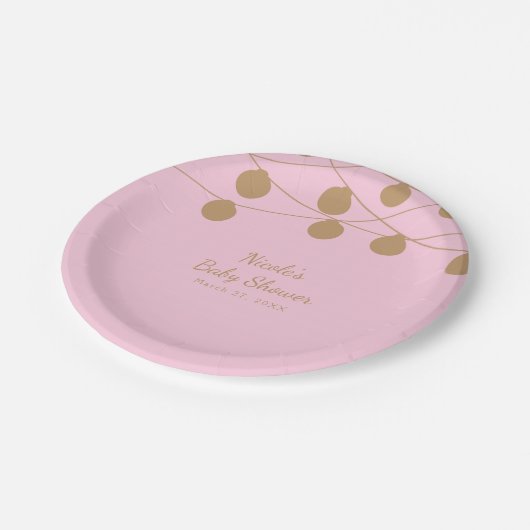 Rosa & Gold Moderne String Lights Chic Party Pappteller (Schrägansicht)