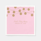 Rosa & Gold Moderne String Lights Chic Party Serviette (Vorderseite)