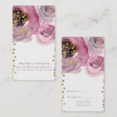 Rosa Gold Moderne Wasserfarben Empfehlungskarte (Vorne/Hinten)
