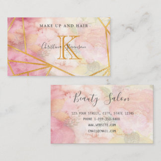 Rosa Gold Monogram Floral Makeup Artist Friseur Sa Visitenkarte