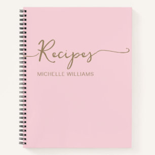 Rosa Gold Monogram Name Signature Cookbook Rezept Notizblock