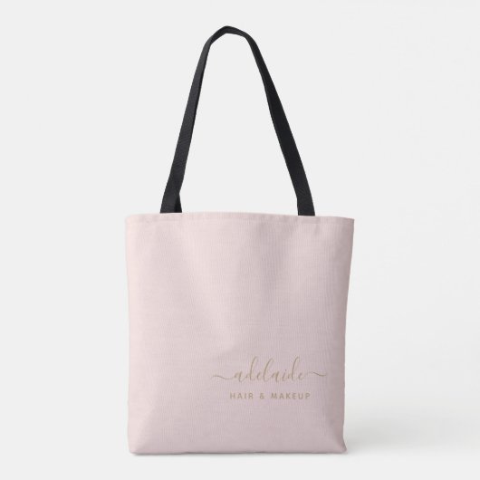 Rosa Gold Monogram Script Name Hair Stylist Tasche (Rückseite)