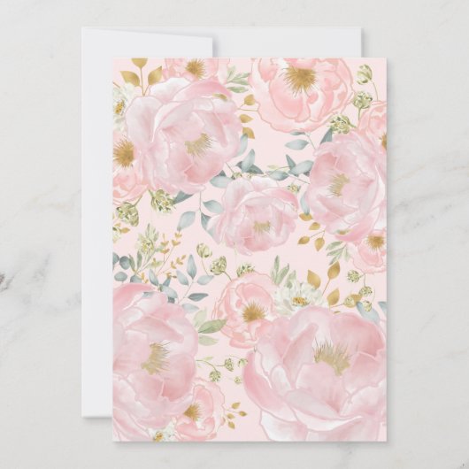 Rosa Gold Monogram Watercolor Blume Brautparty Einladung (Rückseite)