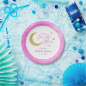 Rosa Gold Moon & Stars über der Mond Babydusche Pappteller (Party)