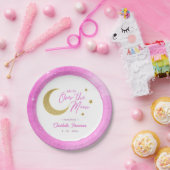 Rosa Gold Moon & Stars über der Mond Babydusche Pappteller (Party)