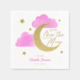 Rosa Gold Moon & Stars über der Mond Babydusche Serviette