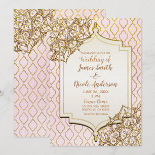 Rosa Gold Morokkanische Arabische Nächte Hochzeit Einladung