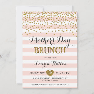 Rosa Gold Muttertag Brunch Elegante Moderne Elegan Einladung