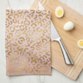 Rosa Gold Ombre Leopard Print   Geschirrtuch (Viertel Falte)