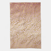 Rosa Gold Ombre Leopard Print Geschirrtuch (Vertikal)