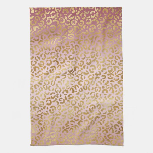 Rosa Gold Ombre Leopard Print   Geschirrtuch (Vertikal)