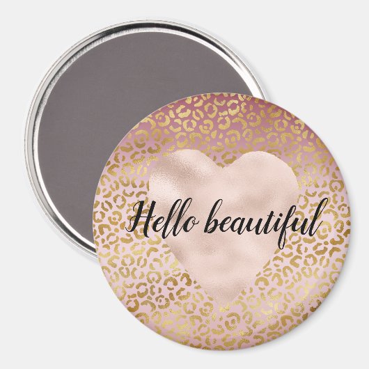 Rosa Gold Ombre Leopard Print Magnet (Vorderseite/Rückseite)